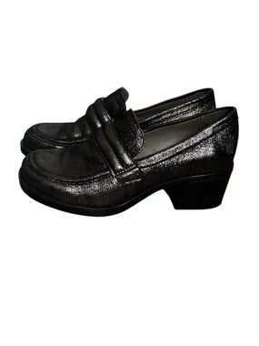 Fly London Chunky Black Copper Metallic Platform Loafers Size 39 US Size 8.5